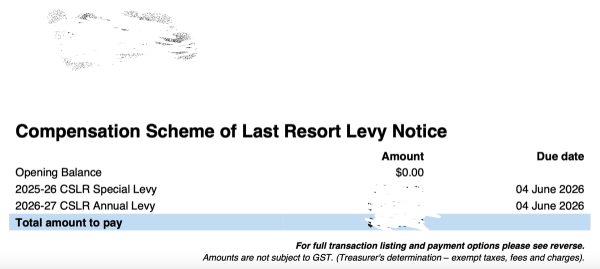 CSLR levy notice