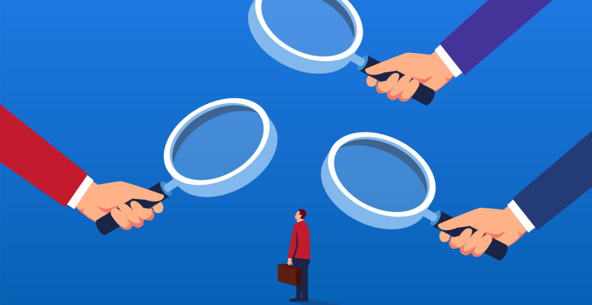 Magnifying glasses focusing on victim