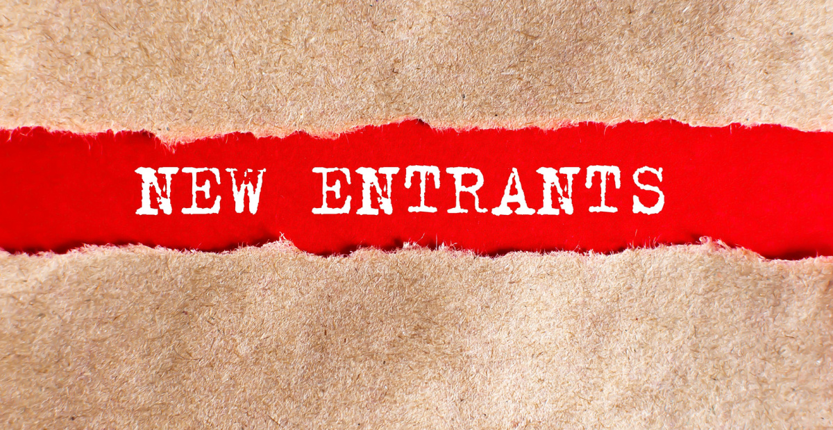New entrants written in red