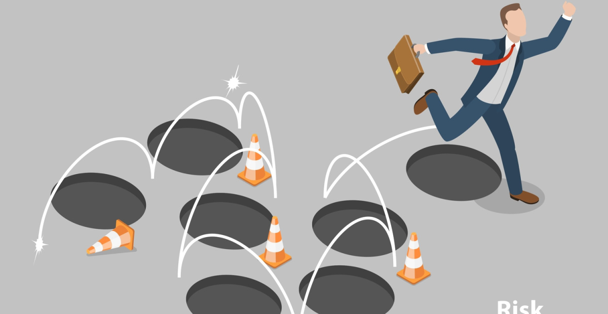 Man avoiding pitfalls