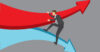 Man caught between divergent arrows