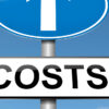 Sign with costs and an upward arrow